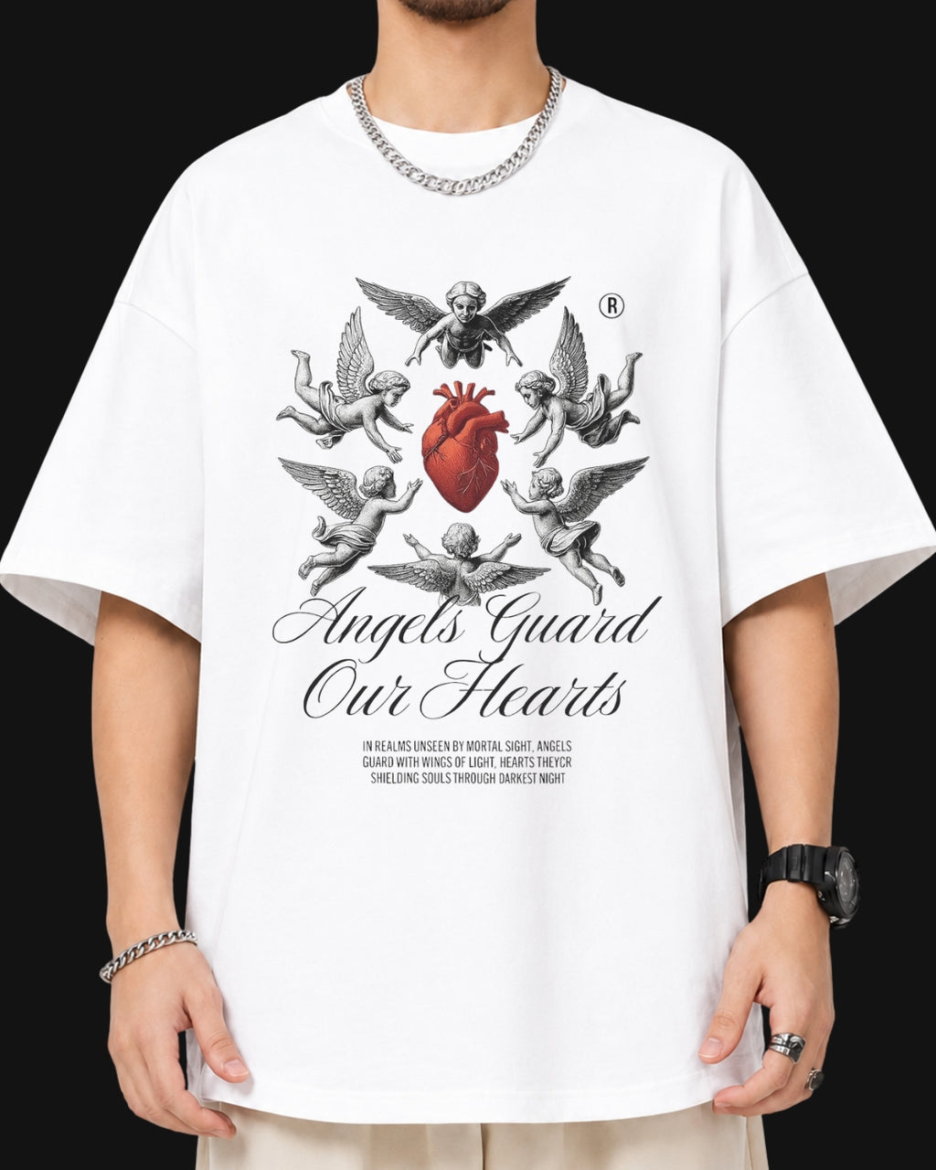 angels guard our heart oversized T-shirt