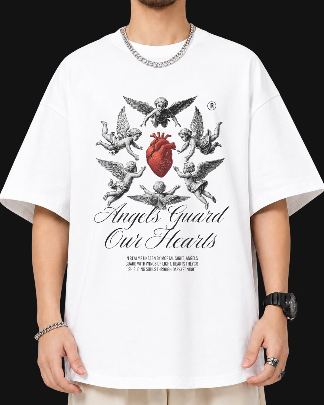 angels guard our heart oversized T-shirt