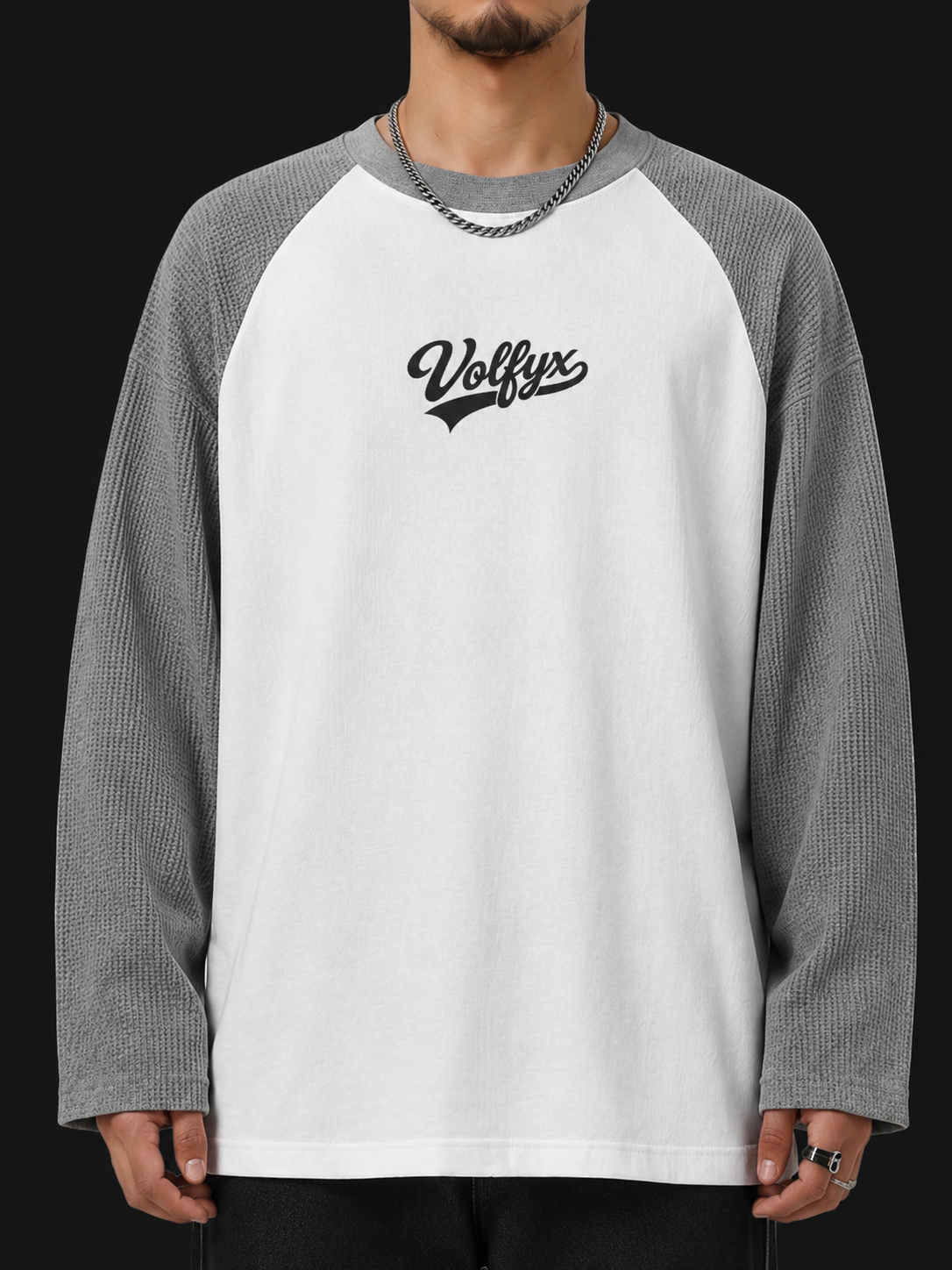 volfyx basics raglan waffle knit tshirt