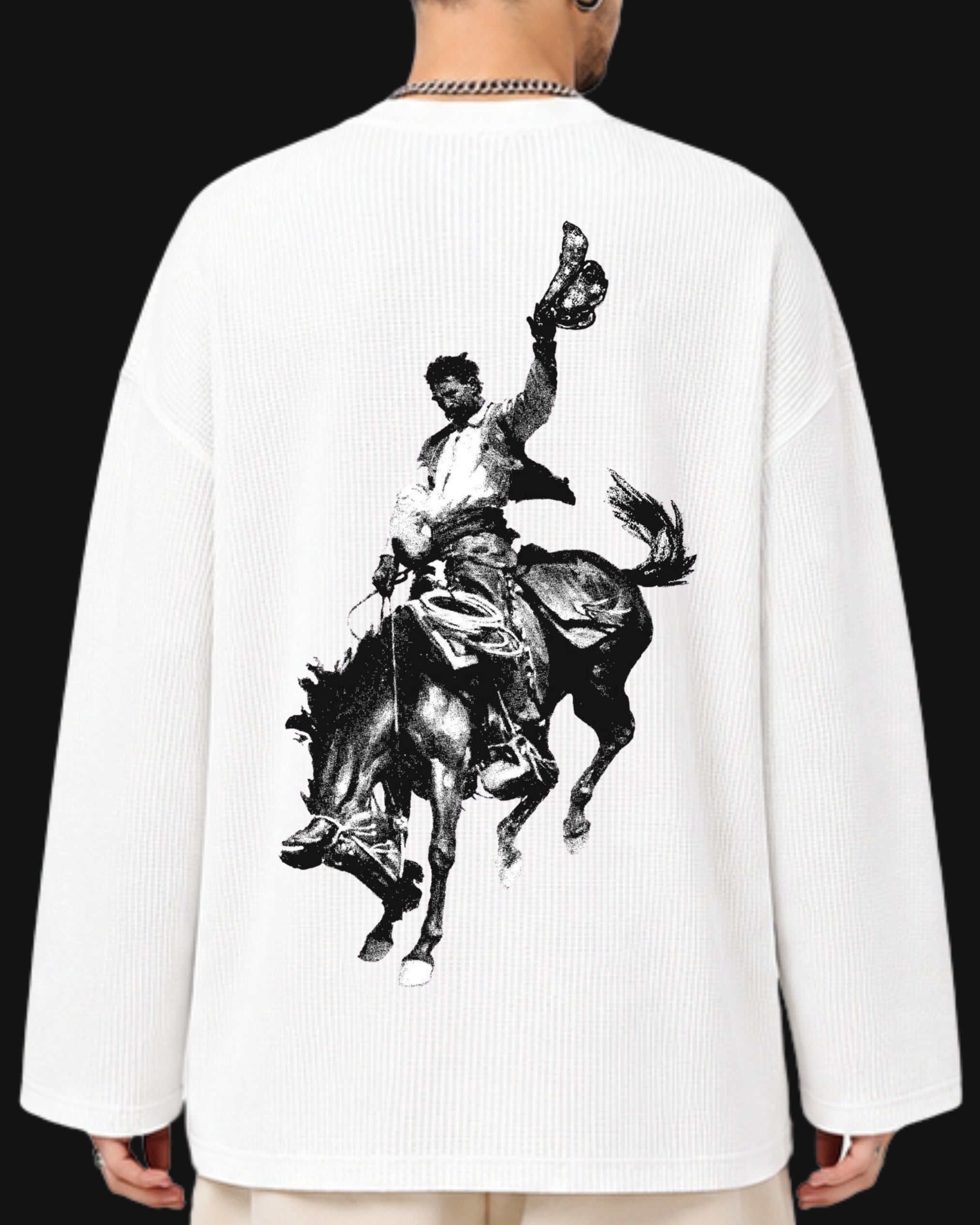 Horse rider waffle knit tshirt