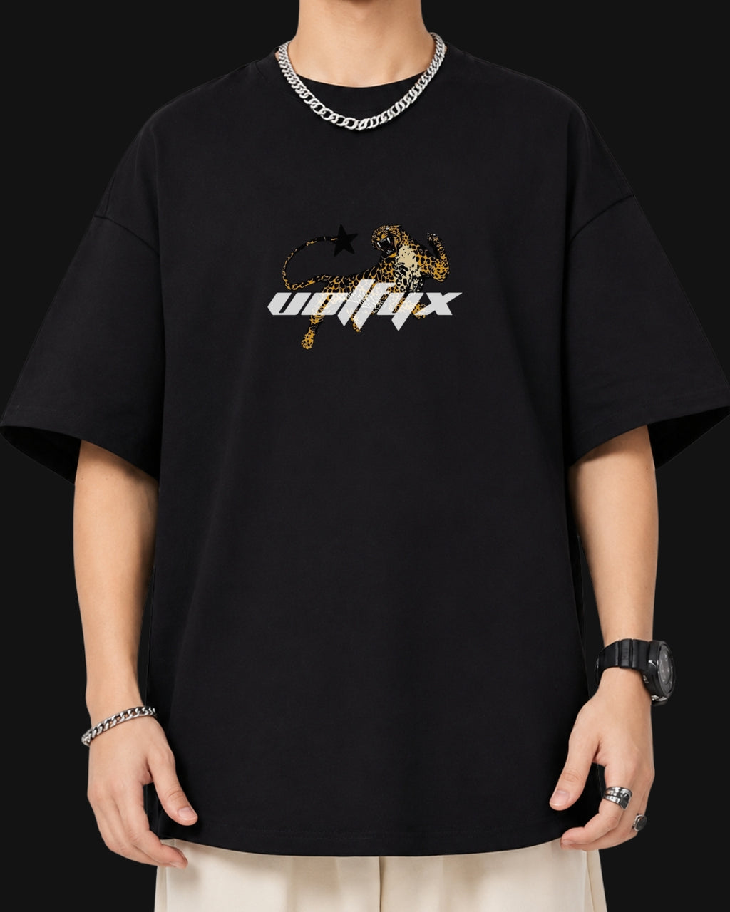 Leopard flowers oversized T-shirt