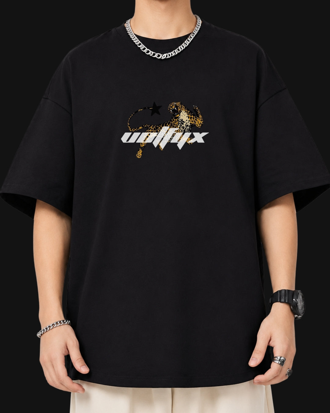 Leopard flowers oversized T-shirt