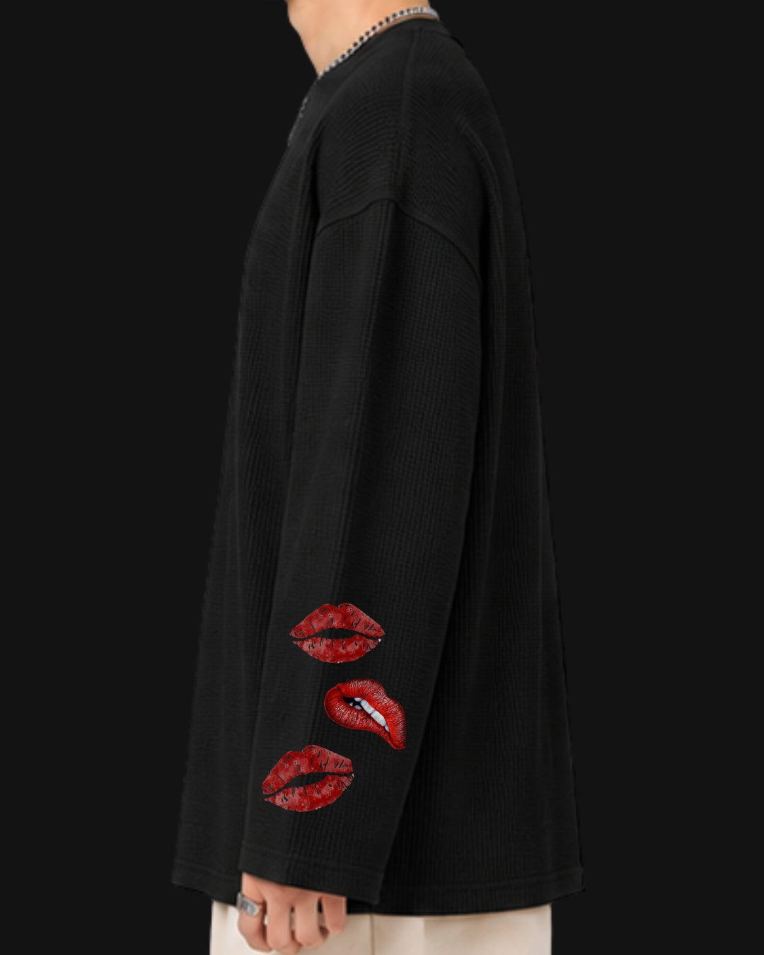 kiss me we can talk later waffle knit tshirt